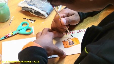 Atelier Anne Bronner "La mise en bouche du carnet de voyage" avec des élèves du Collège Ronsard