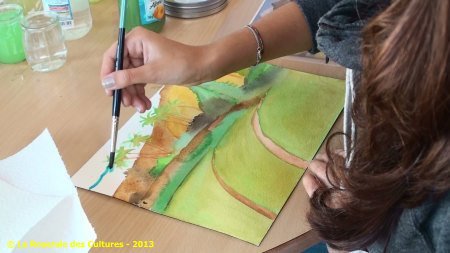 Atelier Aurélie Pédrajas "Monotype : sur les traces de Gauguin" avec des élèves du Collège Ronsard