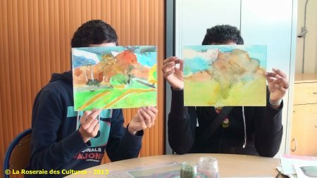 Atelier Aurélie Pédrajas "Monotype : sur les traces de Gauguin" avec des élèves du Collège Ronsard