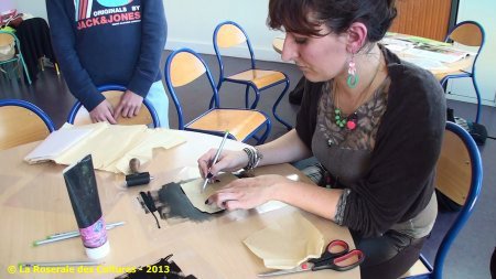 Atelier Aurélie Pédrajas "Monotype : sur les traces de Gauguin" avec des élèves du Collège Ronsard